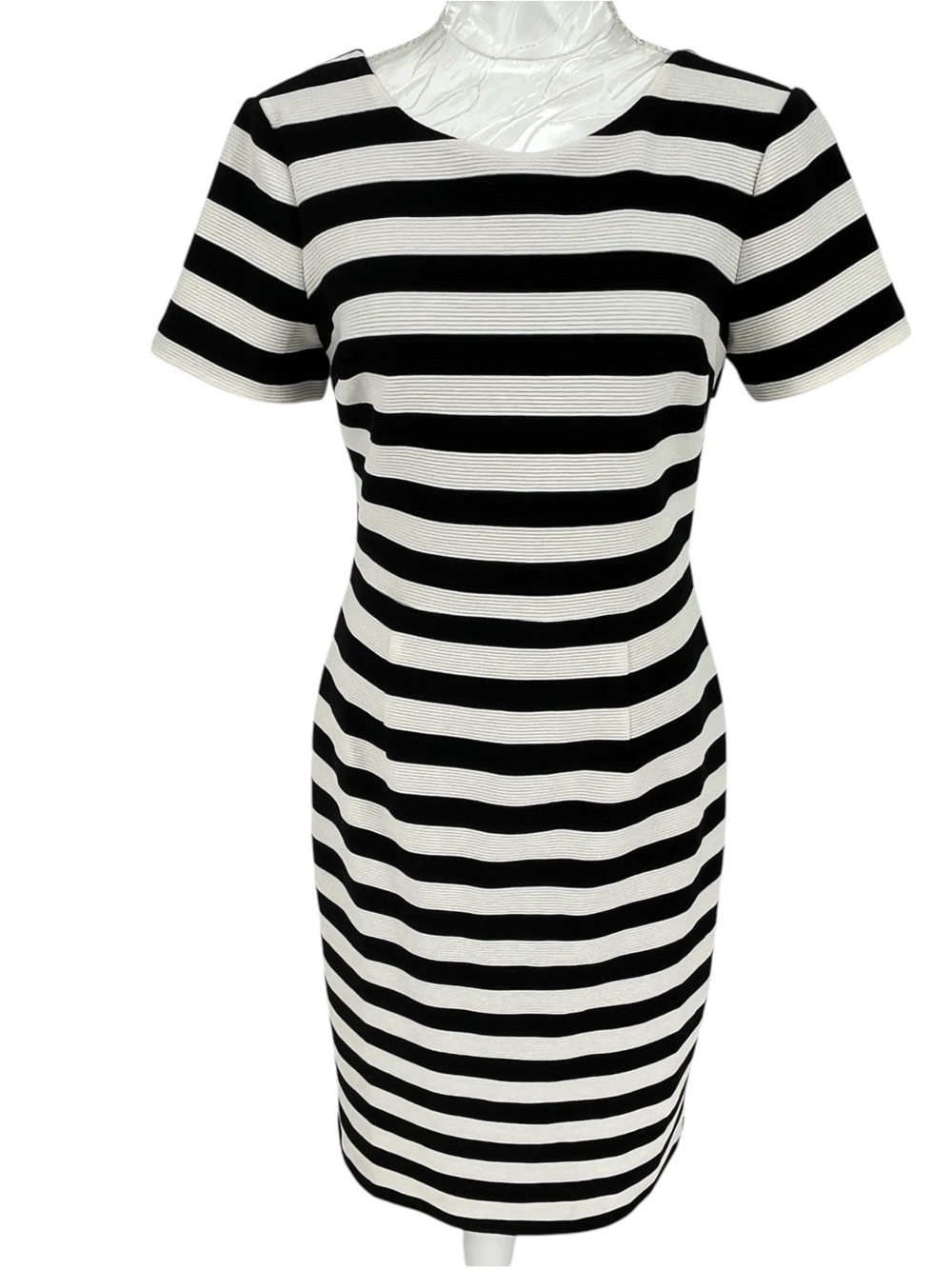Boden Etta Ottoman Striped Ribbed Dress Sz 8P Classic Black White Preppy Office